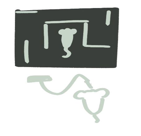 Basic concept 05, guide a blind mouse through a maze by touching its corresponding body parts.